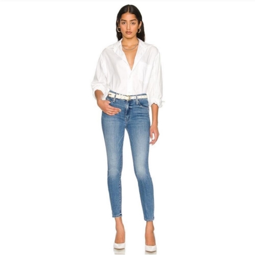 Mother The Looker Ankle Classic Blue Skinny Denim High Rise Jeans Sz 28